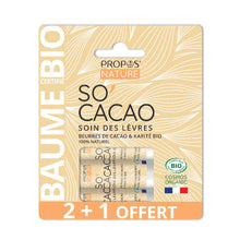 Load image into Gallery viewer, PACK OF 3 ORGANIC SO&#39;CACAO LIP STICKS - 2+1 FREE