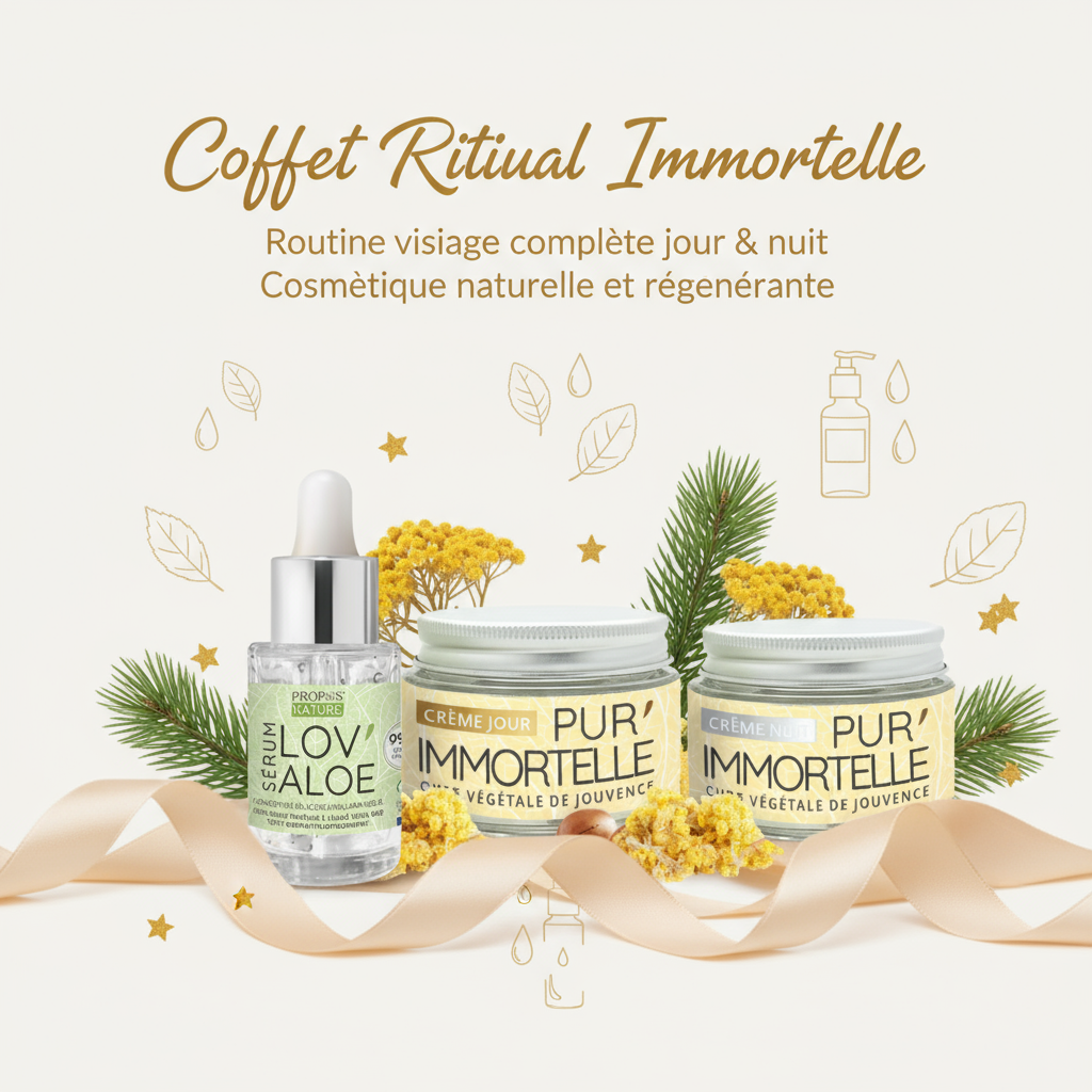 Coffret soin visage MissBak avec sérum Lov’Aloe, crème de jour et crème de nuit à l’immortelle