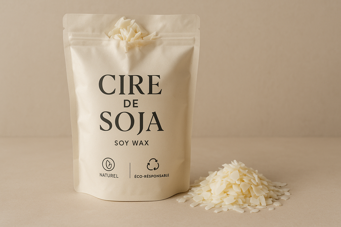 paquet de cire de soja avec le nom en français sans le poids marqué